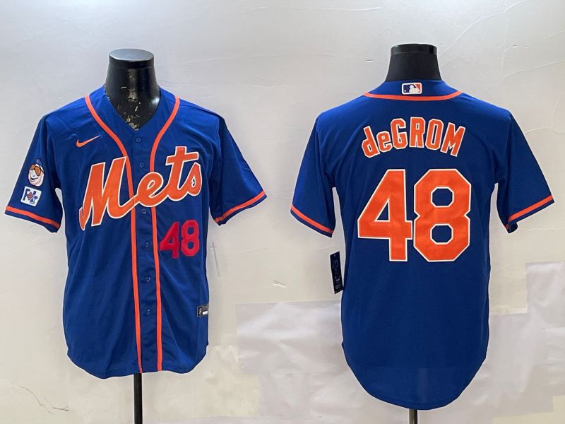 Men New York Mets 48 Degrom Blue Game 2025 Nike MLB Jersey style 2